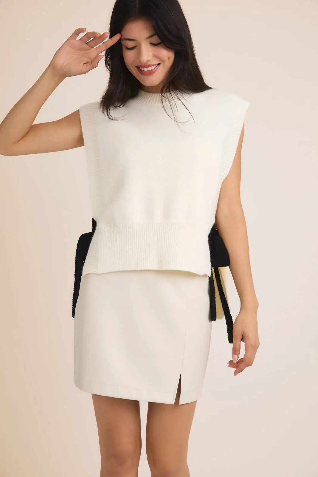 Evelyn Side-Tie Sweater Vest - Sweaters