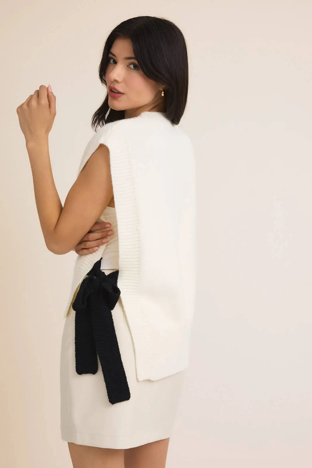 Evelyn Side-Tie Sweater Vest - Sweaters