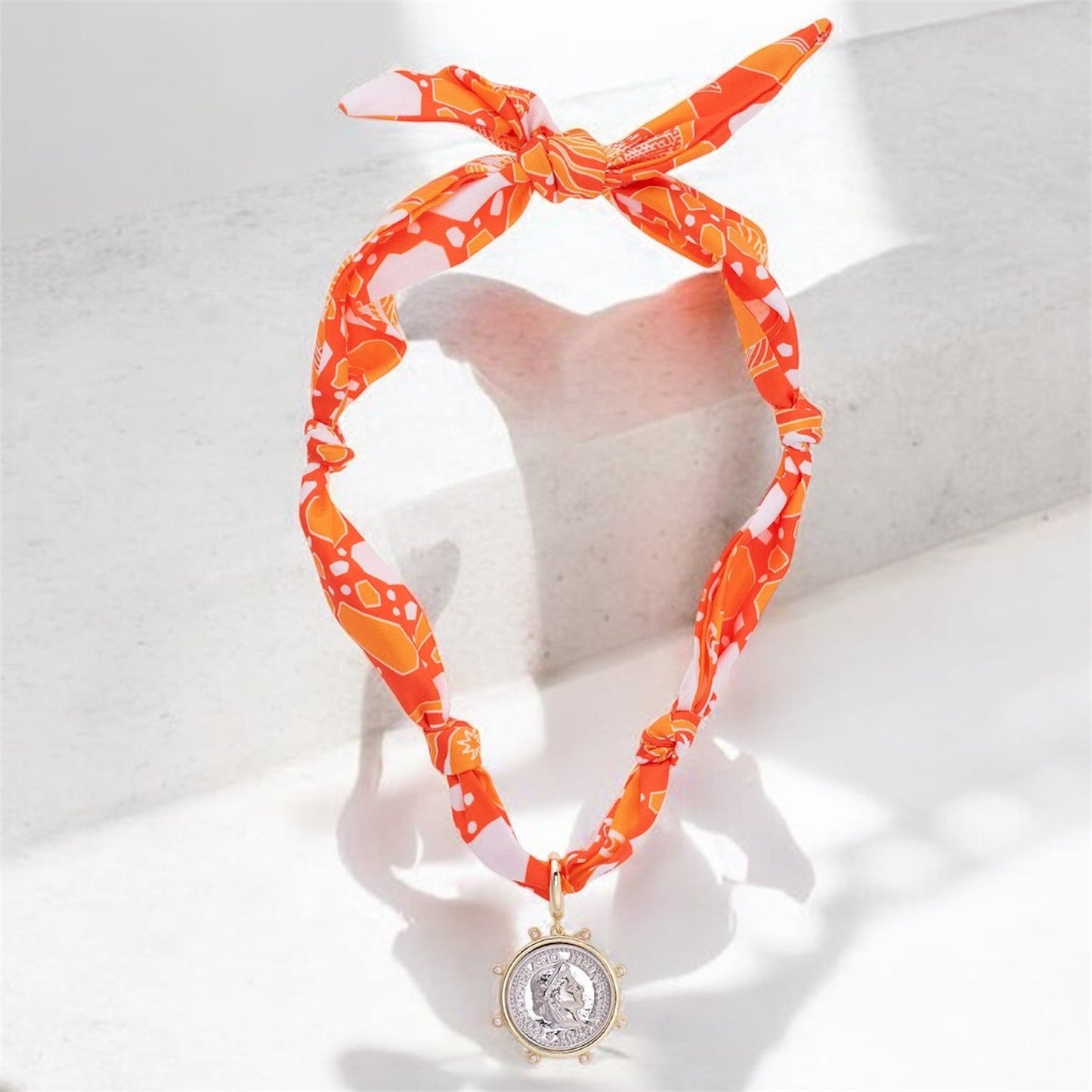 The Clementine Studded Coin Scarf Necklace Canvas Style