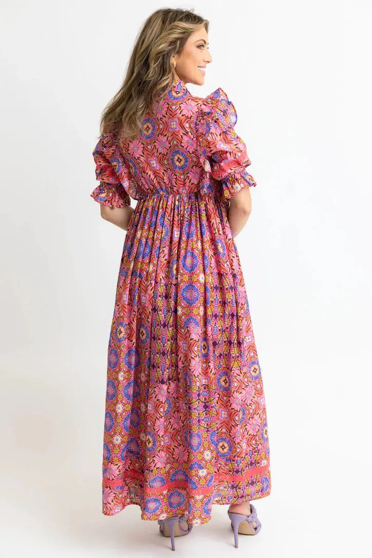 Isla Kaleidoscope Puff Sleeve Maxi Dress - Dresses