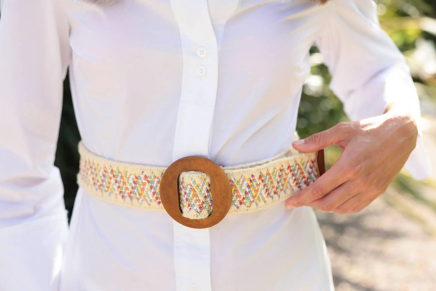 Kyra Woven Stretch Belt (Multi) - Belts