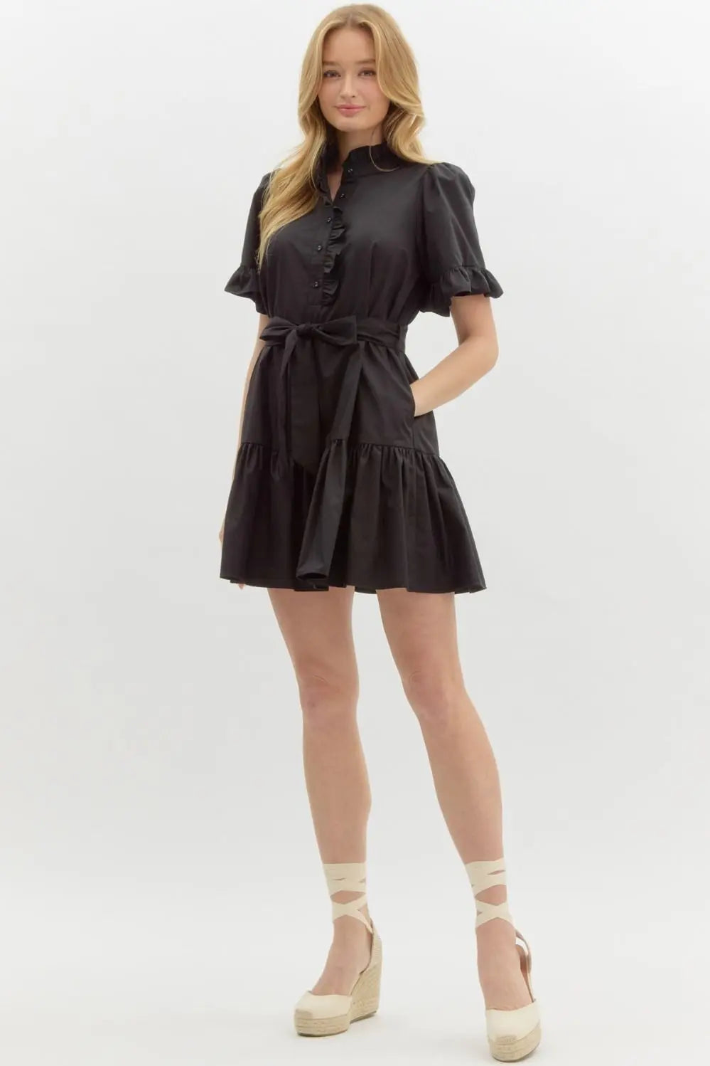 Midnight Ruffle Charm Dress - Dresses