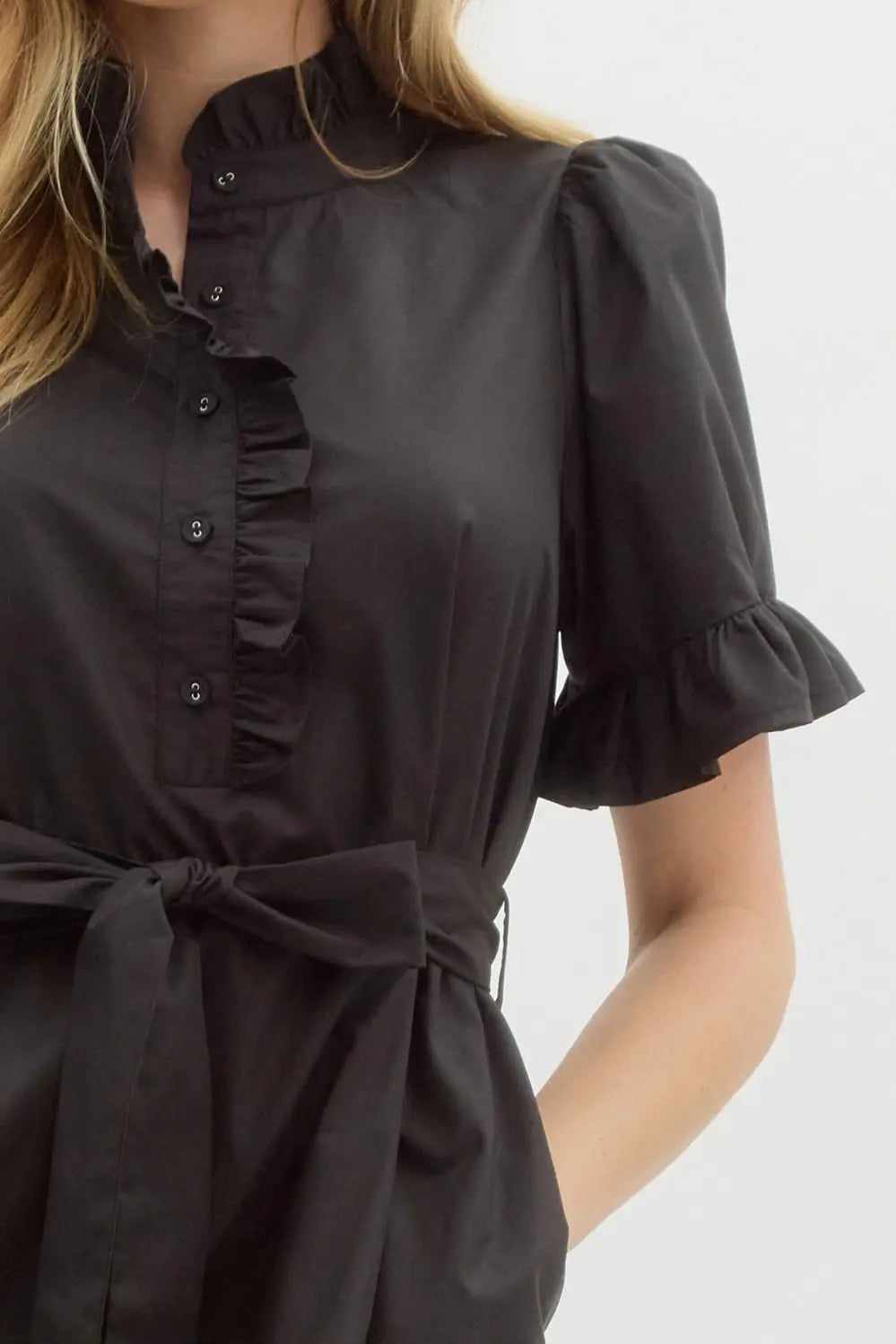Midnight Ruffle Charm Dress - Dresses