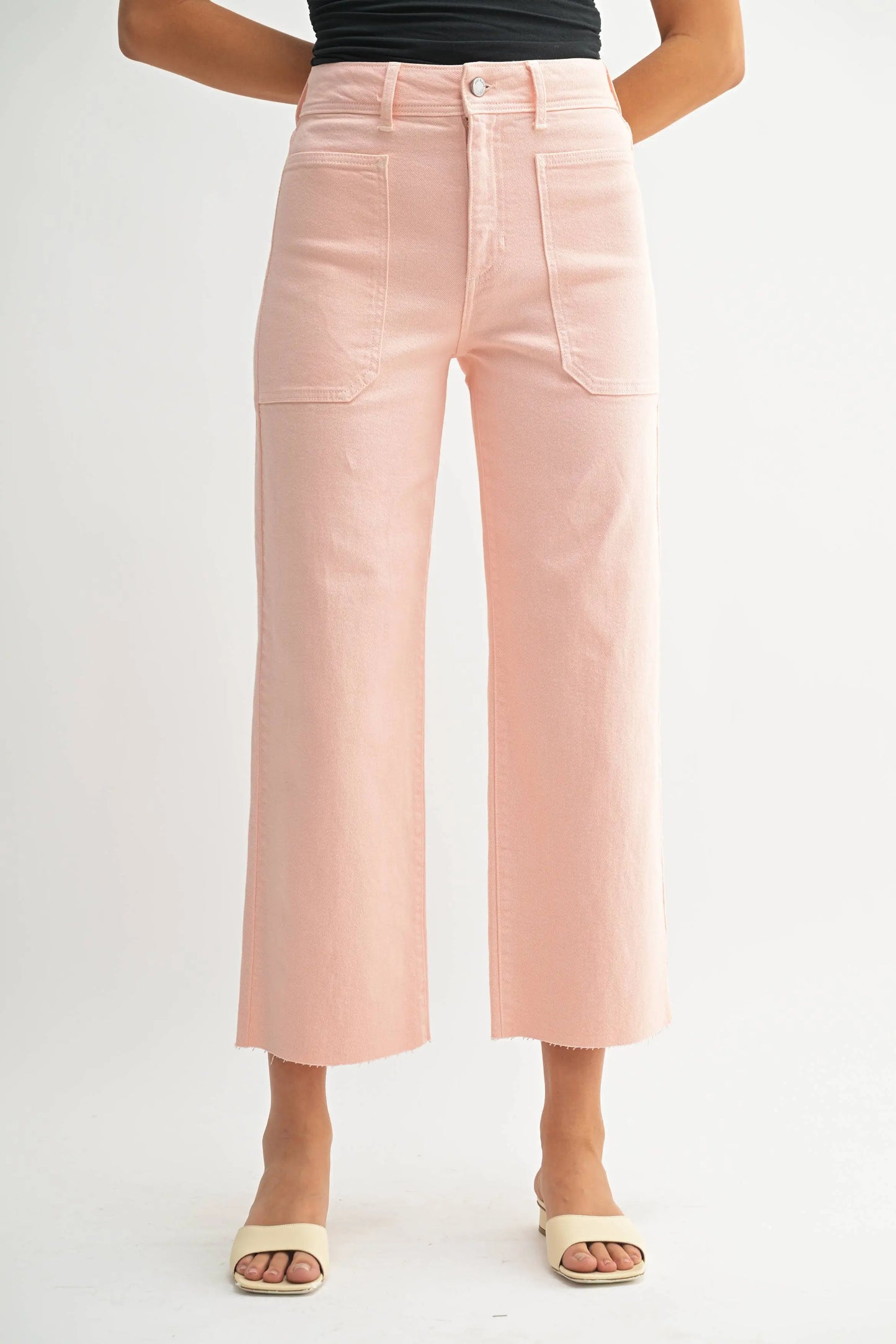 Peyton High Rise Utility Wide Leg Jeans – Peach - Bottoms