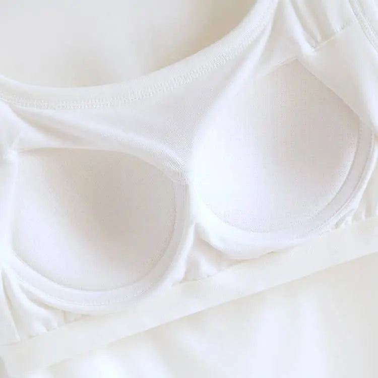 Queen-Anne Neck Cotton Blend Tank – White (Built-In Bra) - Alice & Elizabeth
