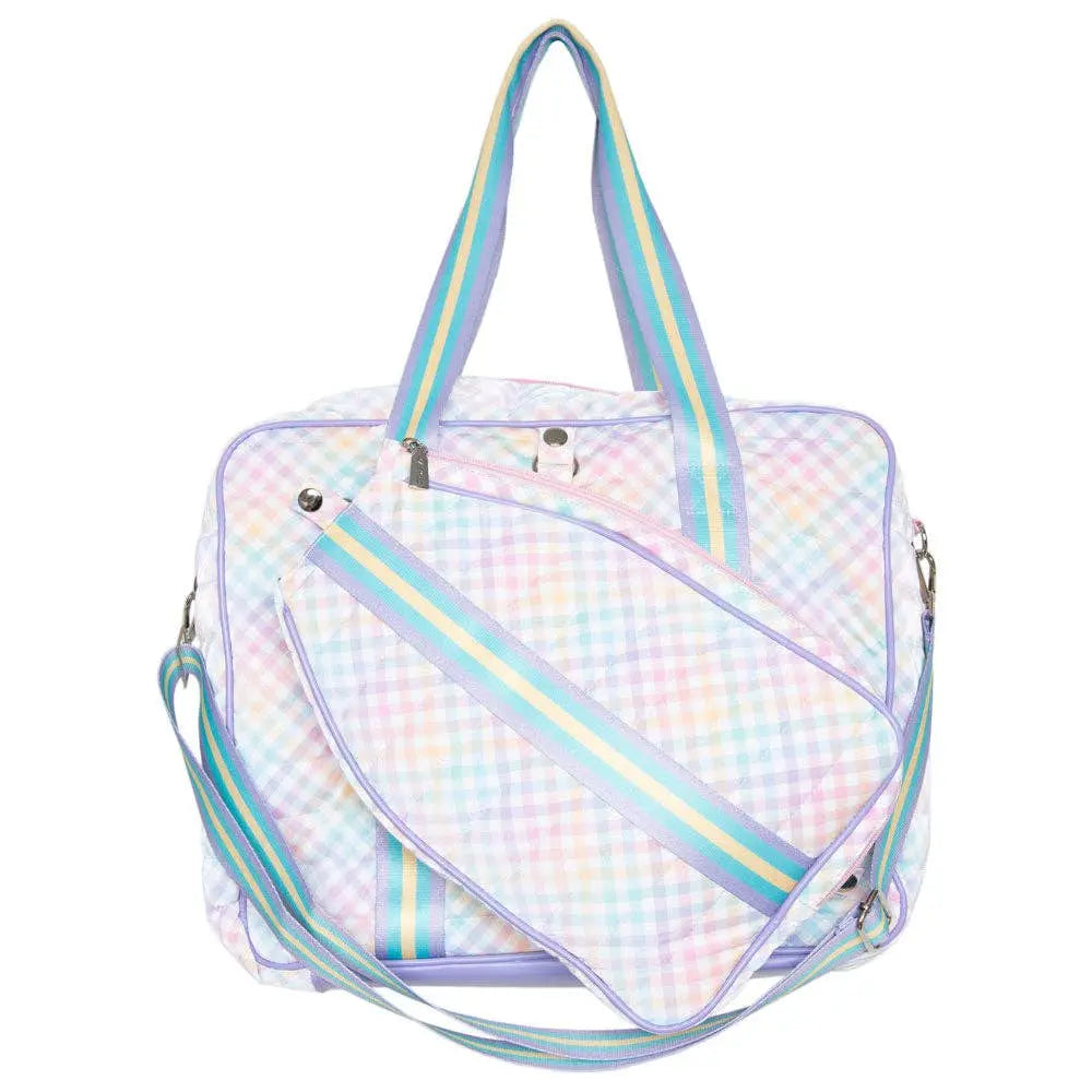 Rainbow Gingham Pickleball Paddle Bag - Tote Bags