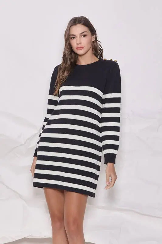 Sophie Striped Sweater Dress - Dresses