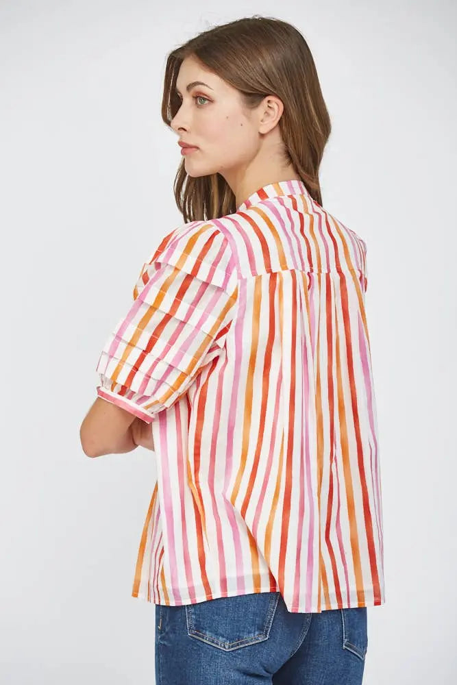 Stella Stripe Puff Sleeve Shirt - Tops