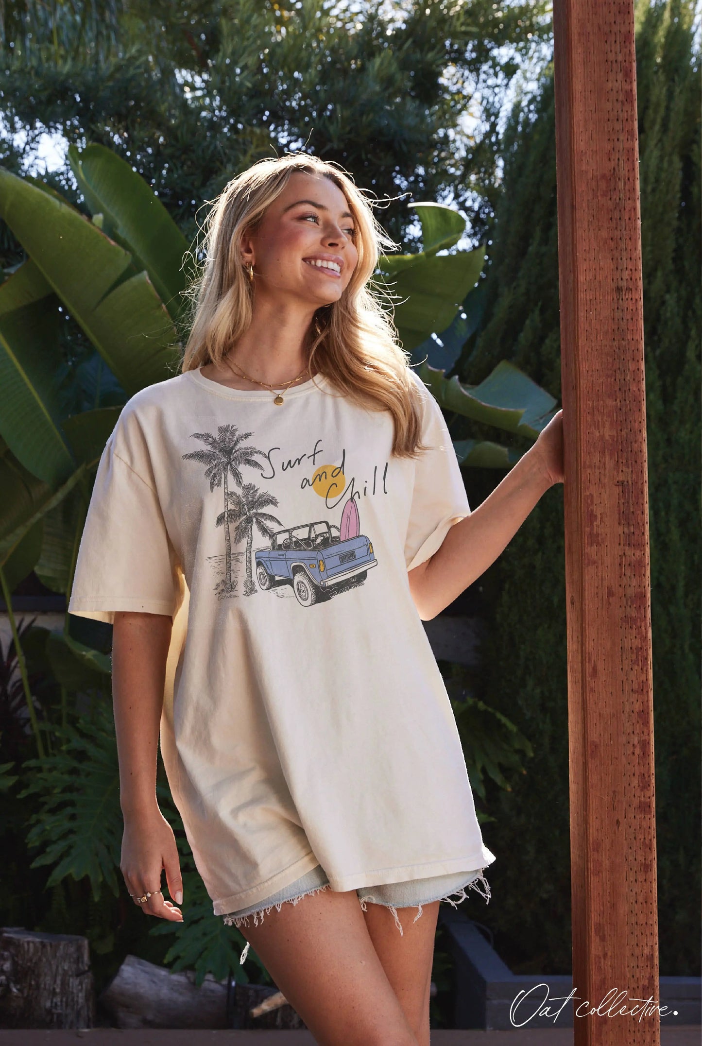 Surf & Chill Oversized Graphic Tee - Tops