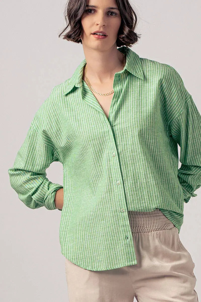 The Caroline Classic Shirt - S / GREEN - Tops