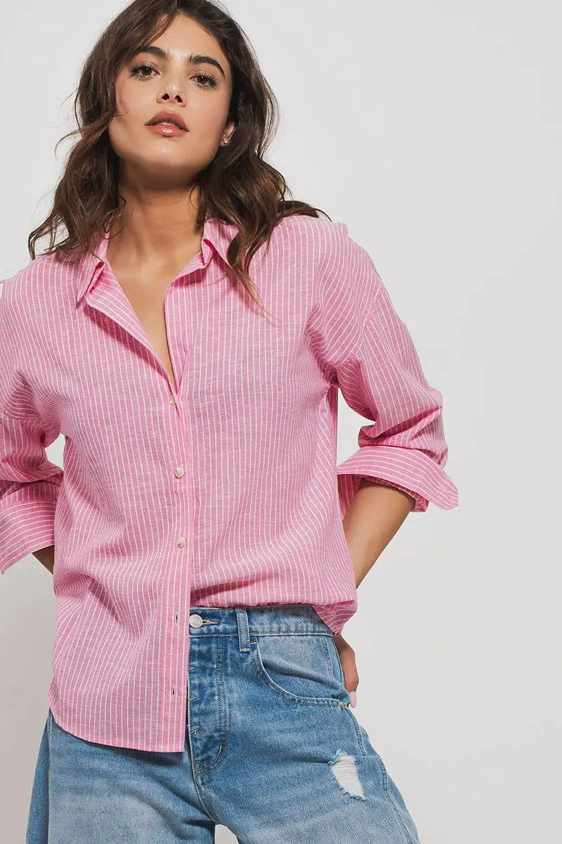 The Caroline Classic Shirt - S / PINK - Tops