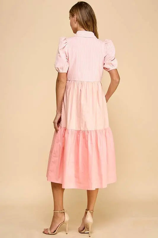 The Caroline Colorblock Shirt Dress - Dresses