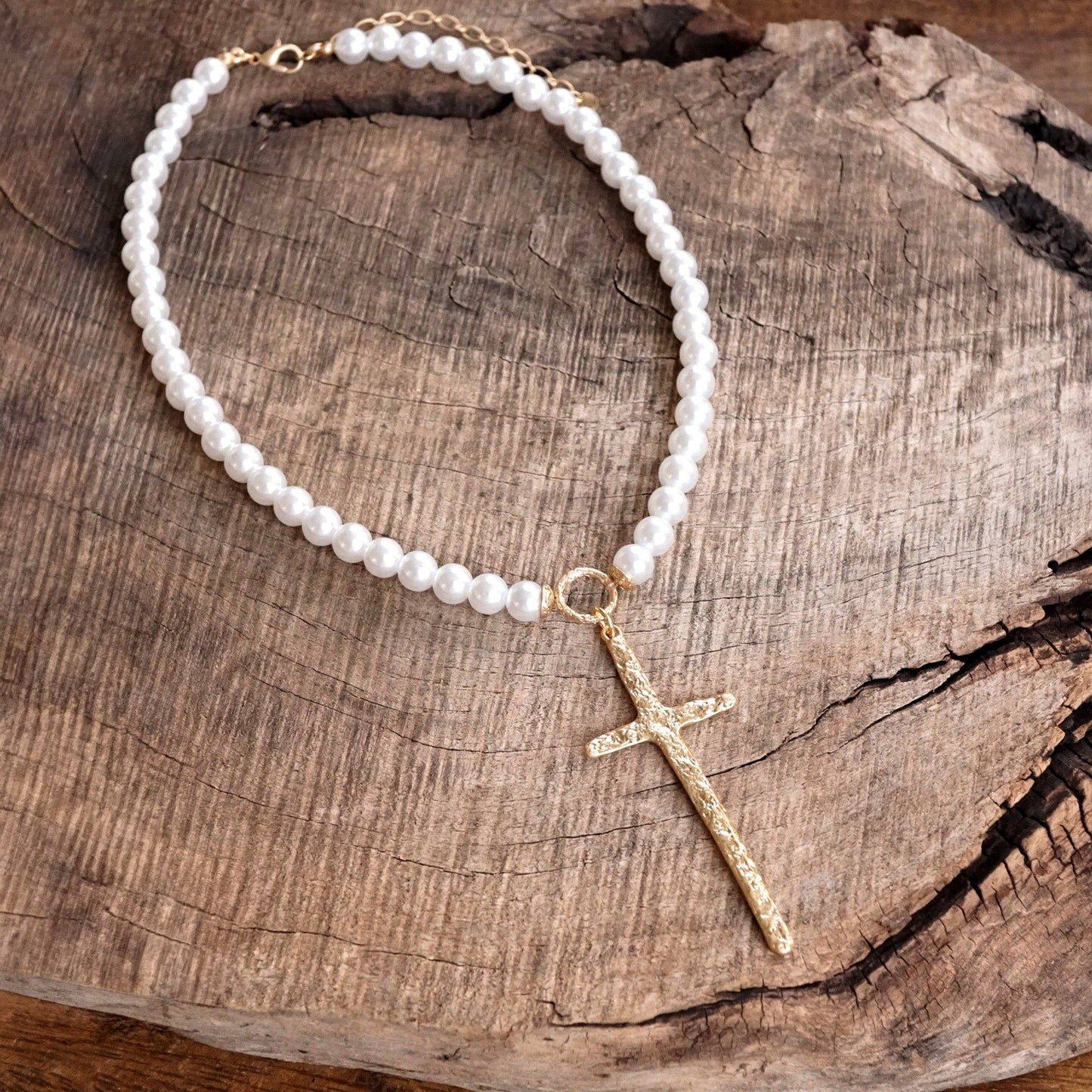 The Juliette Cross Necklace - Pearls - Jewelry