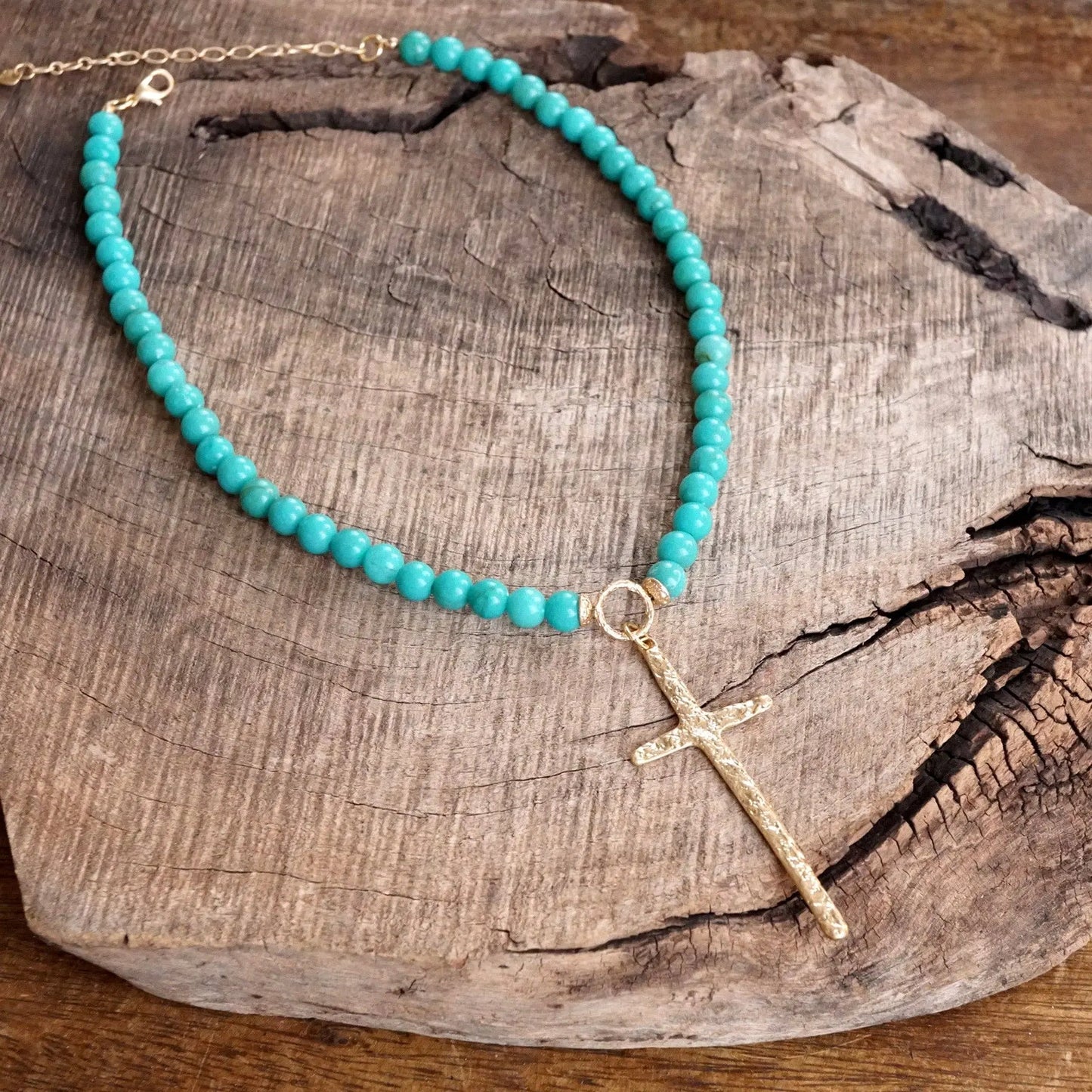 The Juliette Cross Necklace - Turquoise - Jewelry