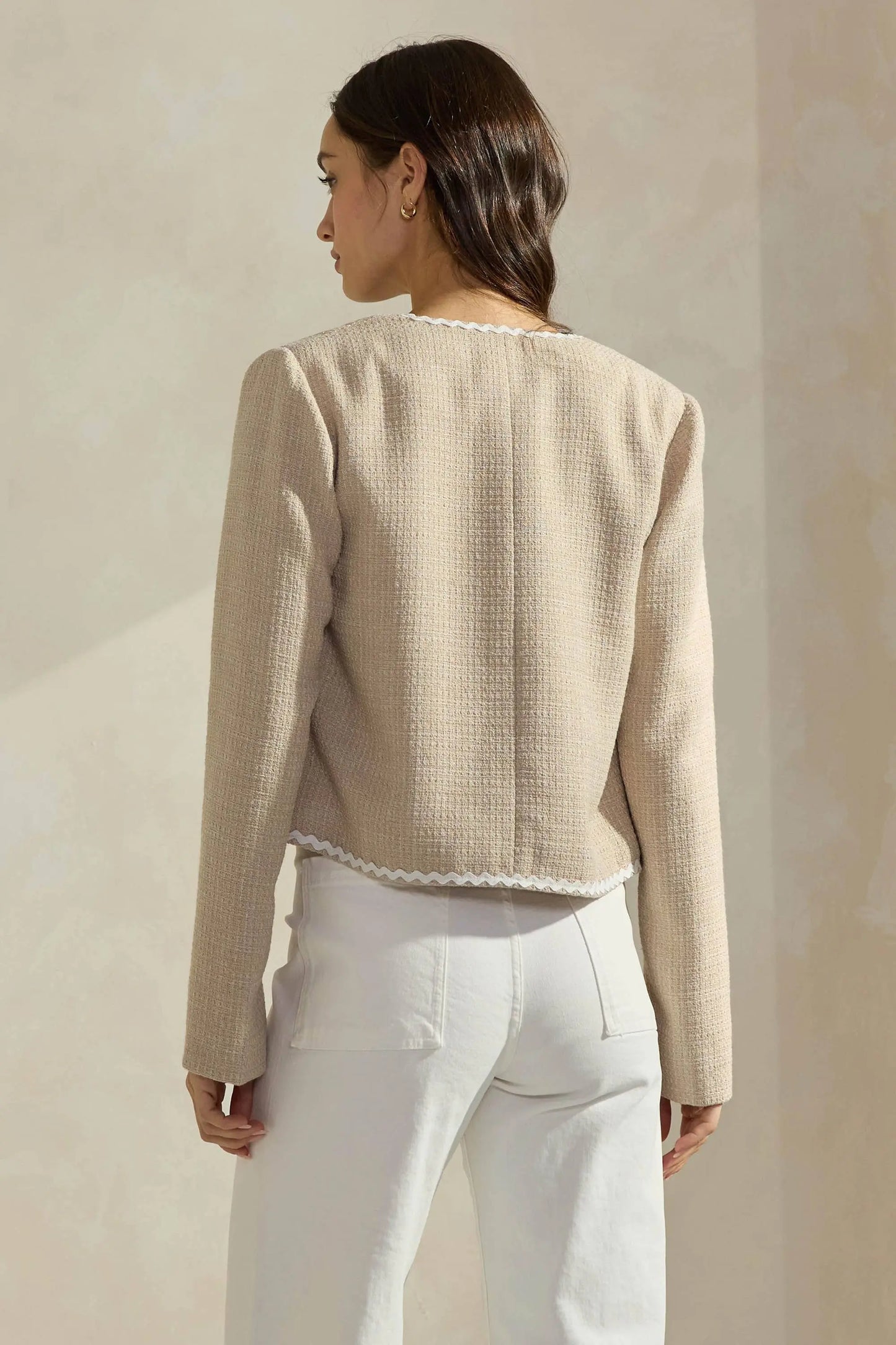 The Margot Contrast Trim Tweed Jacket - Jackets
