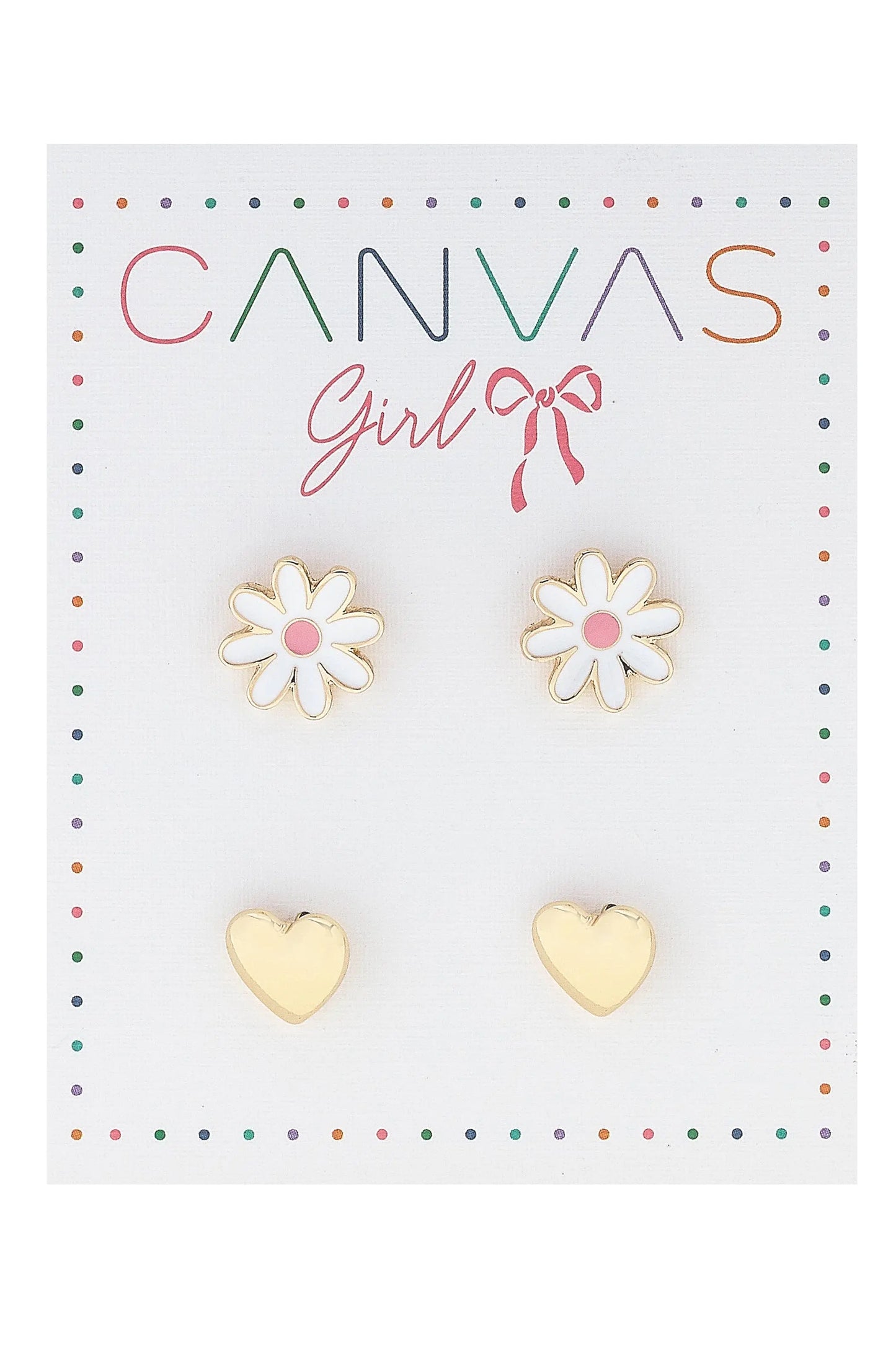The Scarlett Daisy & Heart Stud Set (Children’s) - Jewelry