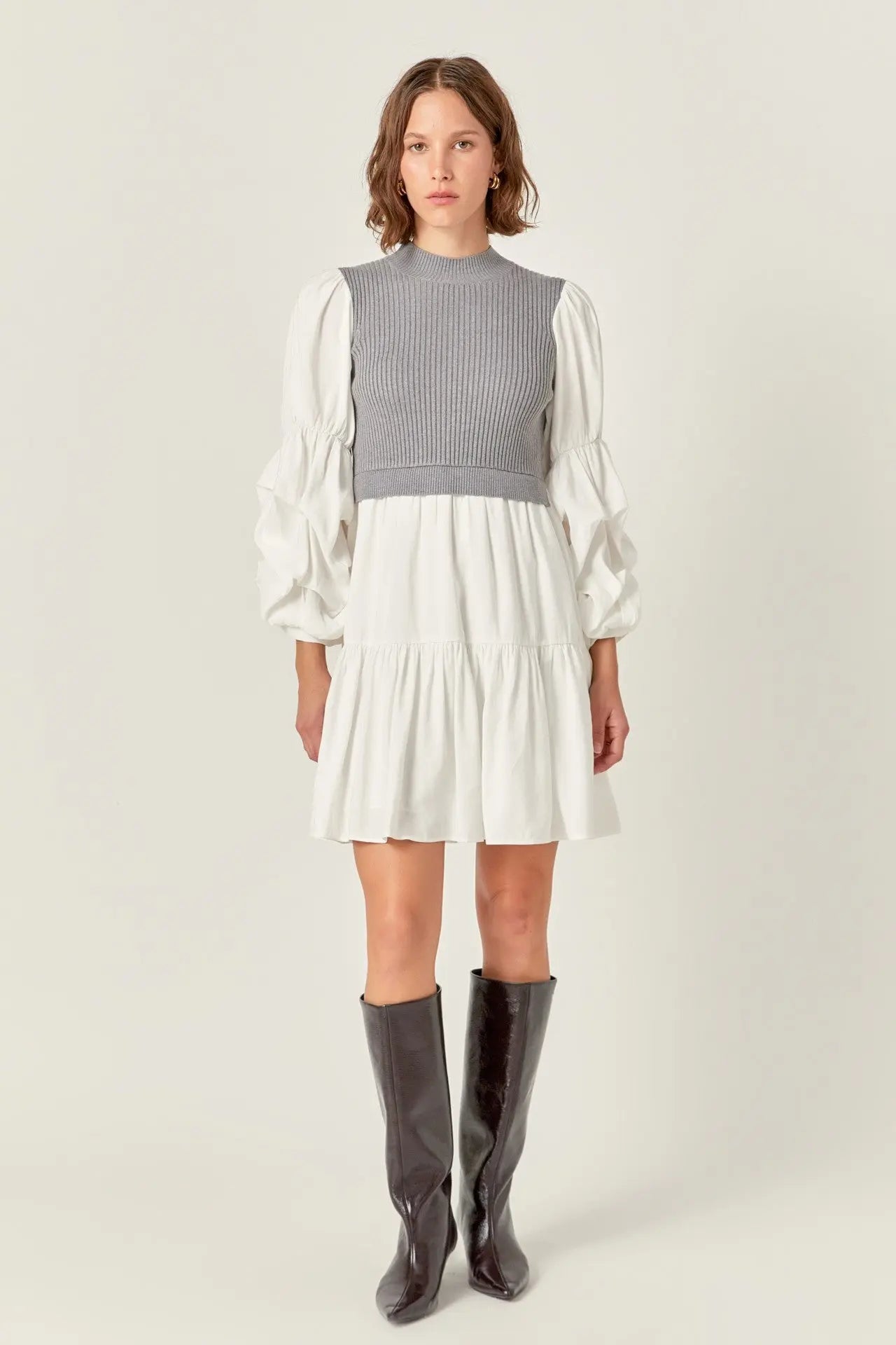 Vivian Mixed Media Knit Dress - Dresses