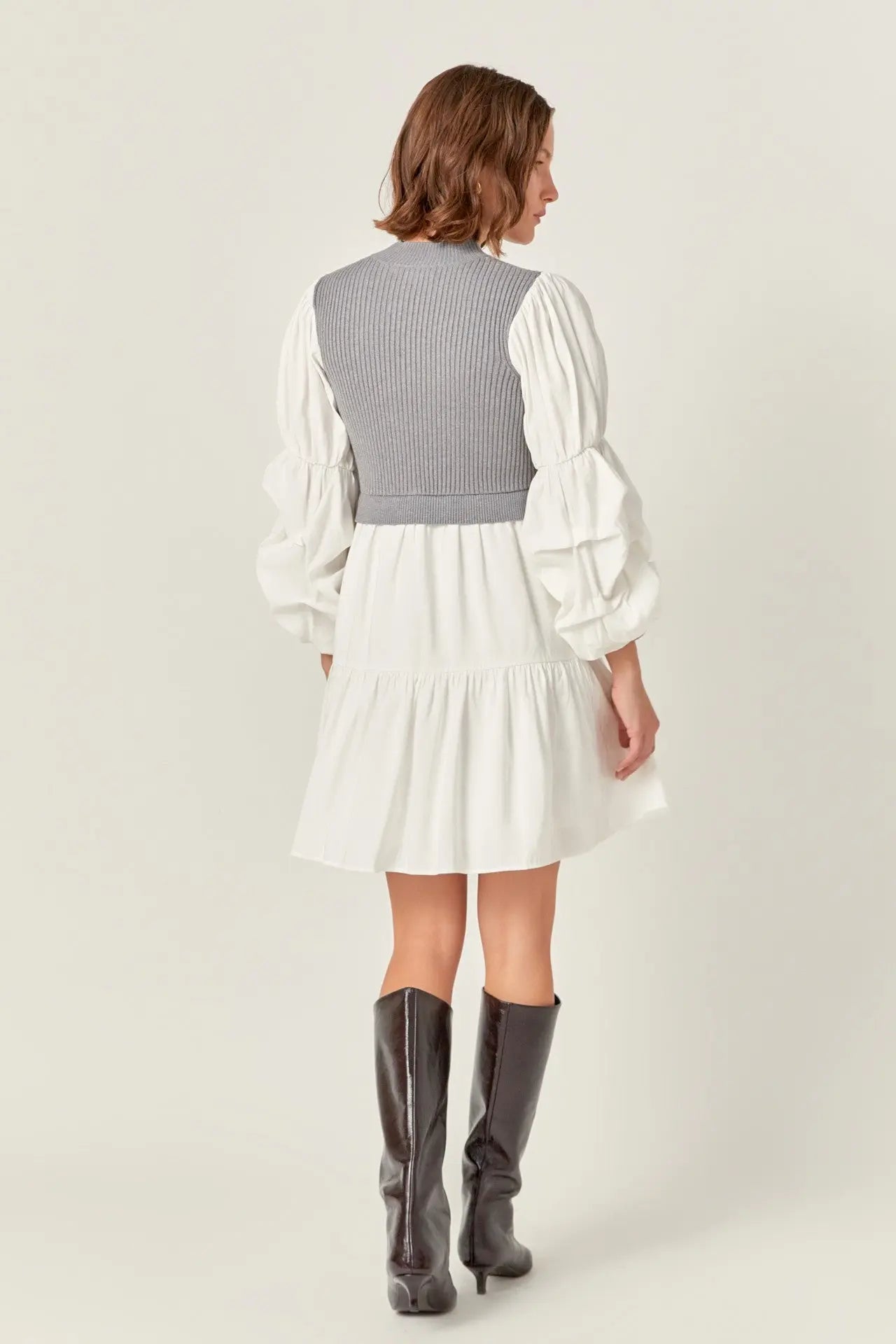 Vivian Mixed Media Knit Dress - Dresses