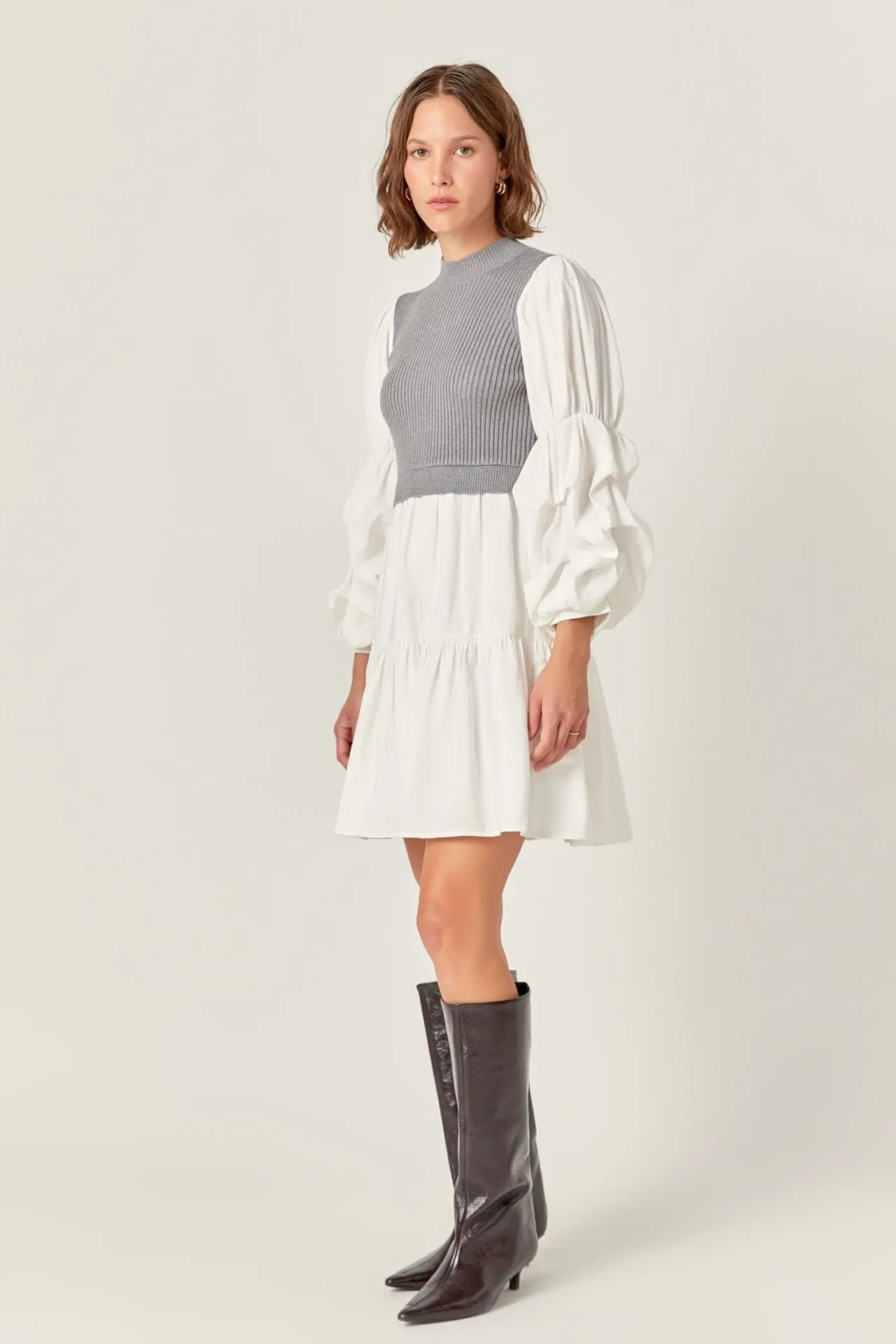 Vivian Mixed Media Knit Dress - Dresses