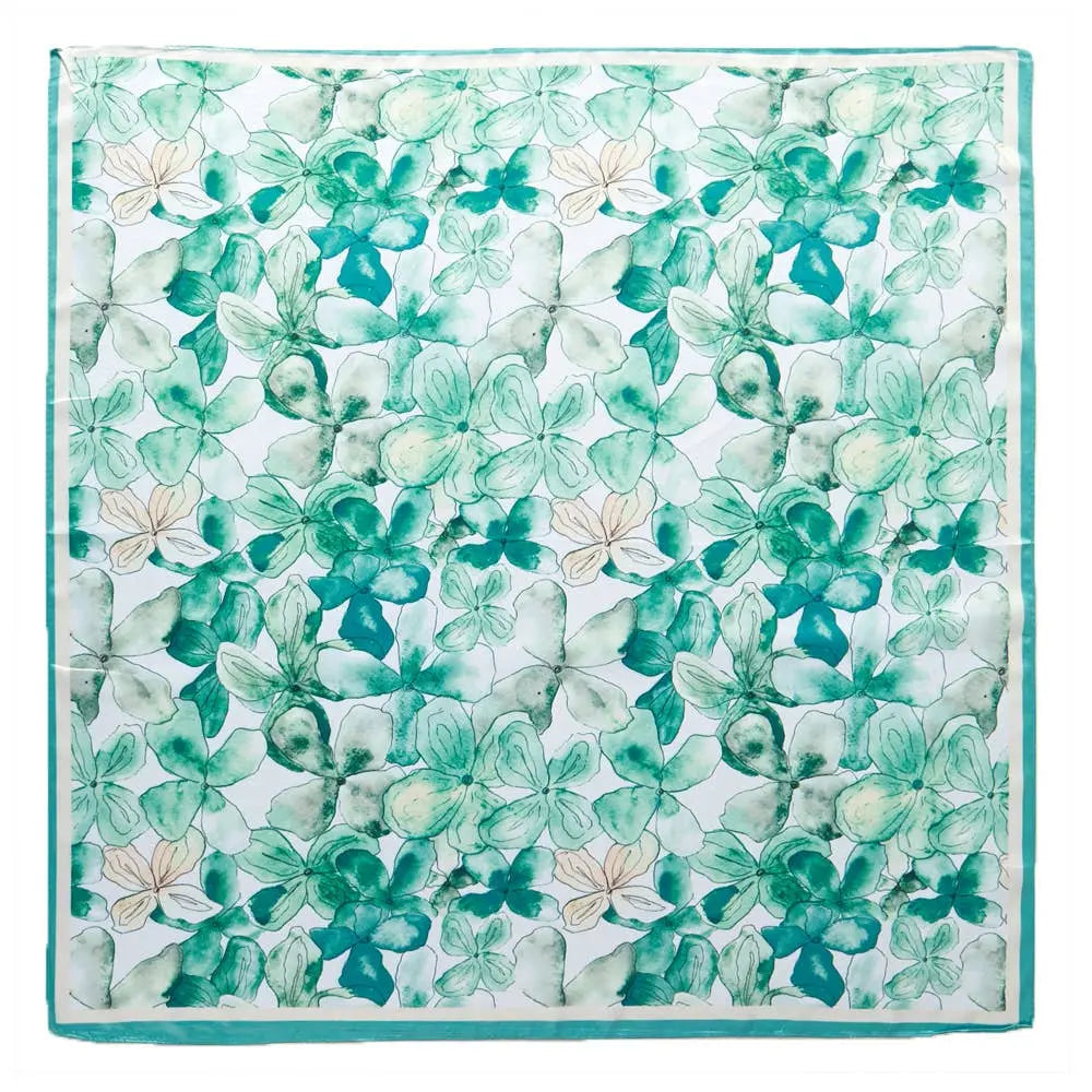 Watercolor Floral Satin Bandana - Scarves