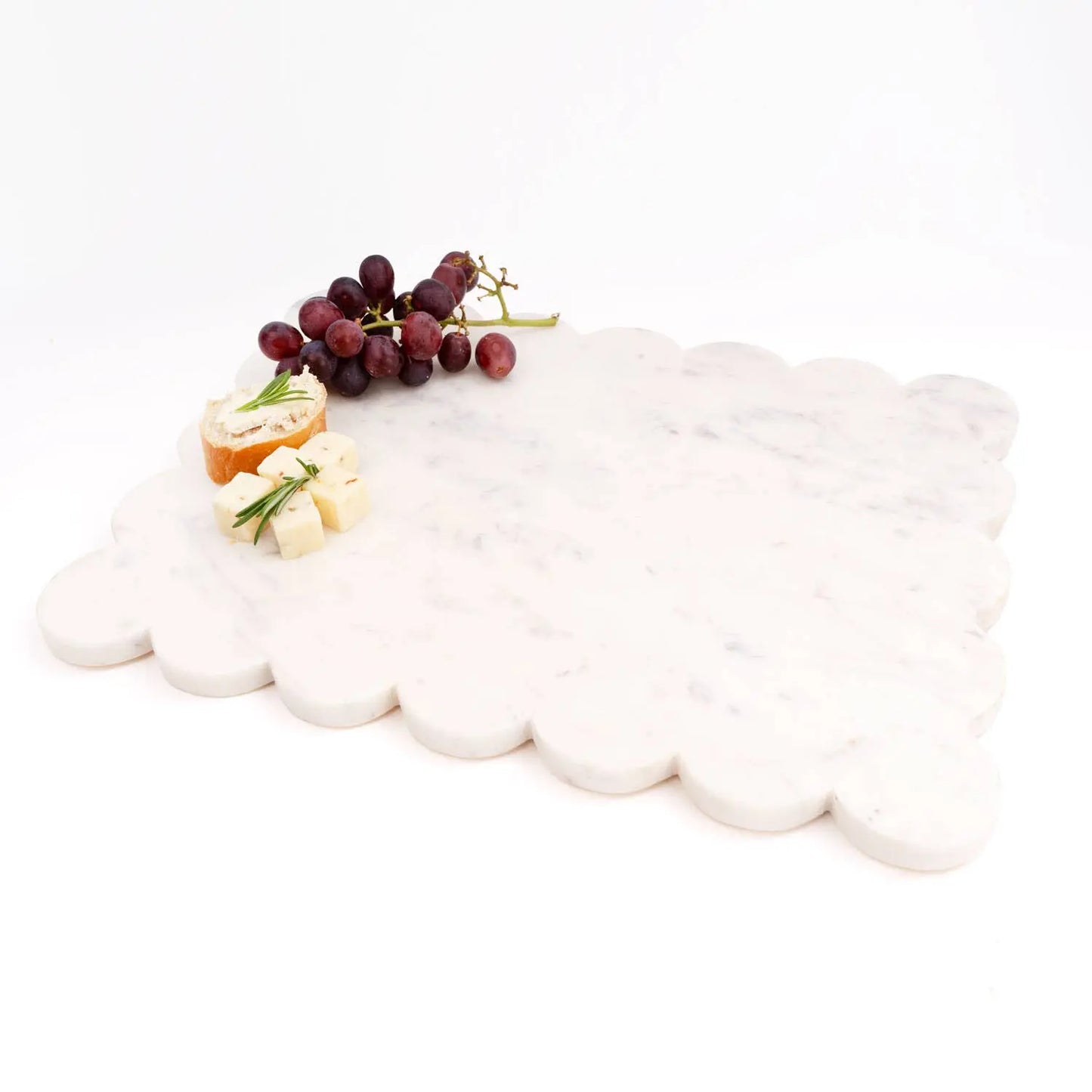 White Marble Scalloped Serving Board - Tabletop Decor