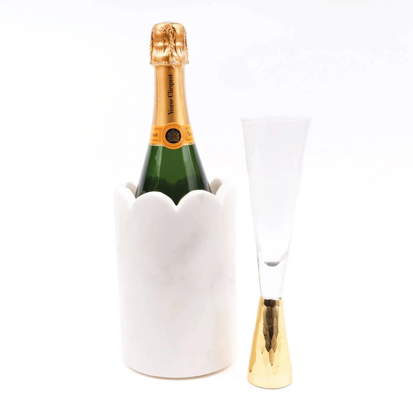 White Marble Scalloped Wine & Champagne Chiller - Tabletop Decor