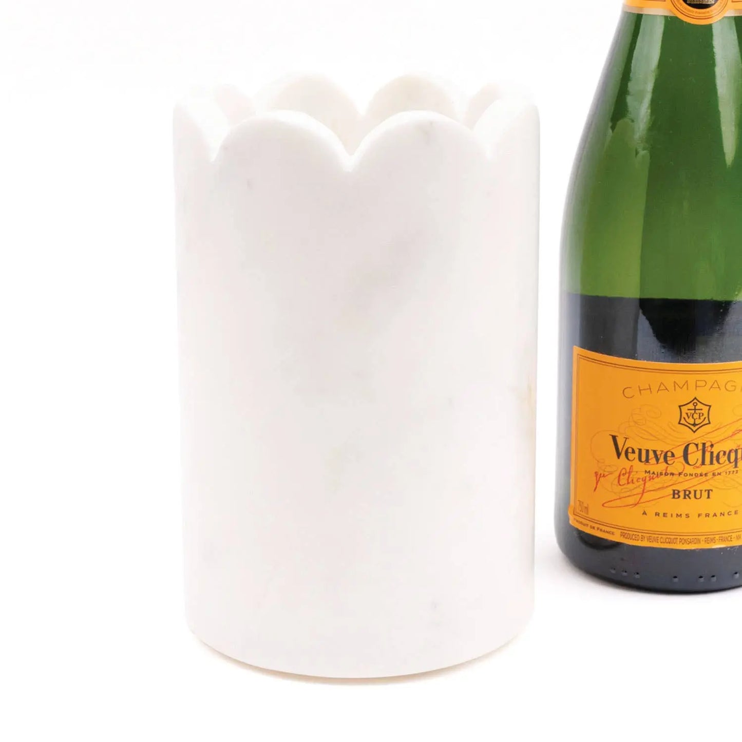 White Marble Scalloped Wine & Champagne Chiller - Tabletop Decor