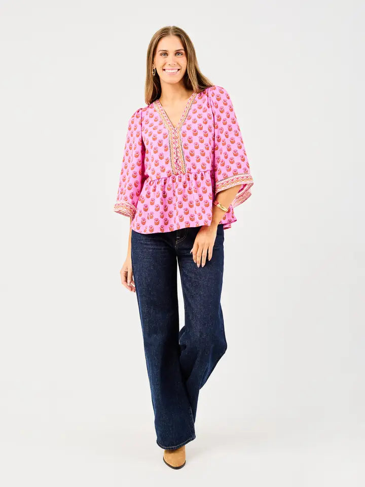 The Monroe Floral Foulard Top Mary Square