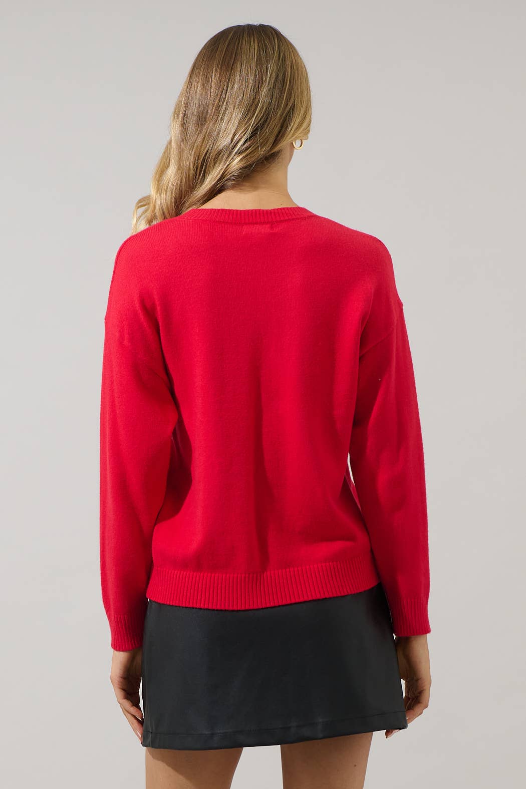 Shanice Rhinestone Knit Sweater – Red
