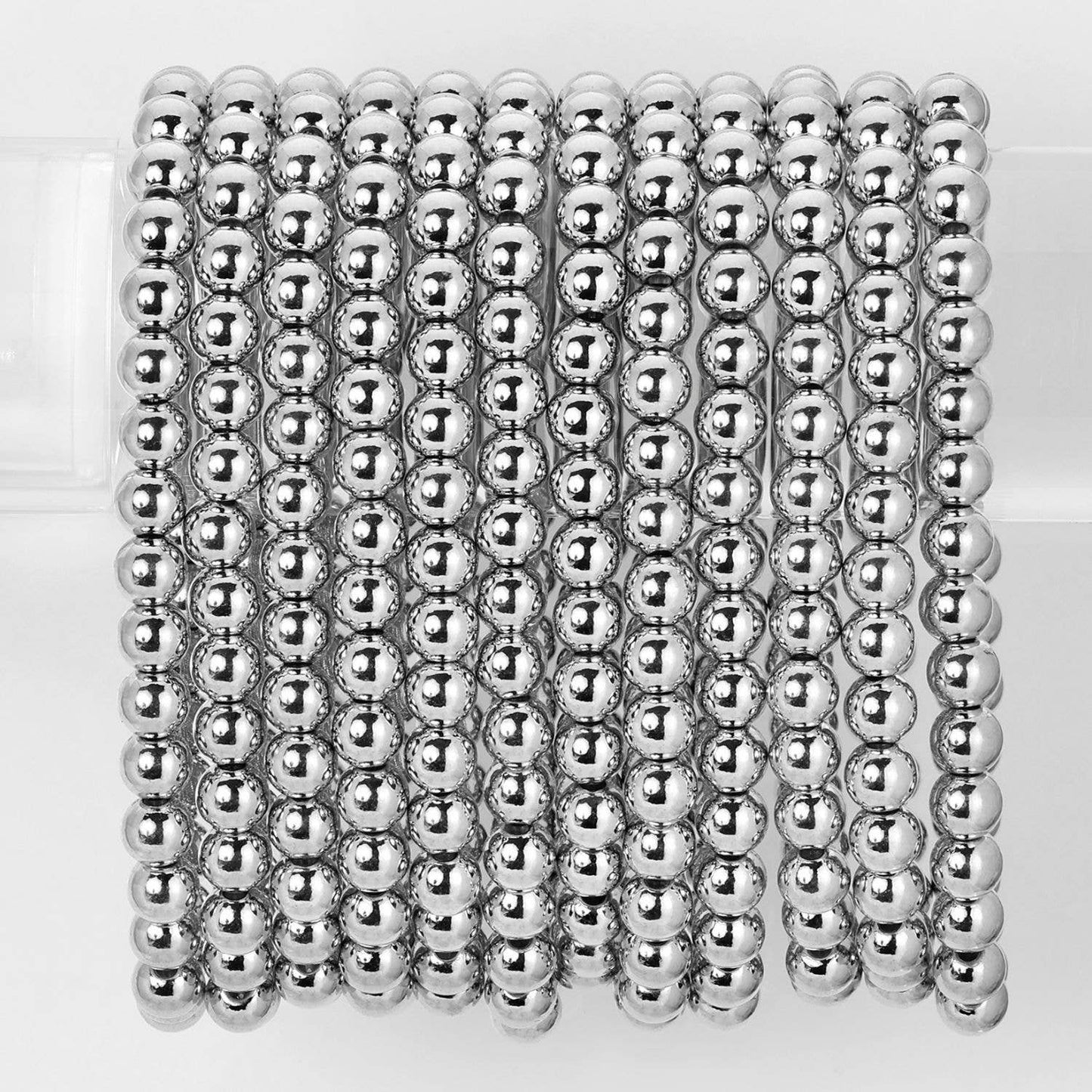 Bracelet Bar – 6mm Beaded (Silver)