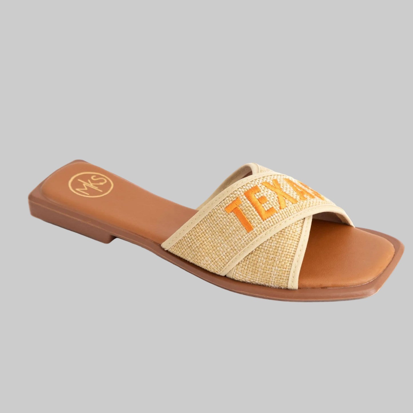 Maker's Shoes Texas Game Day criss-cross cushioned sandal with supportive straps and comfortable footbed for casual wear.