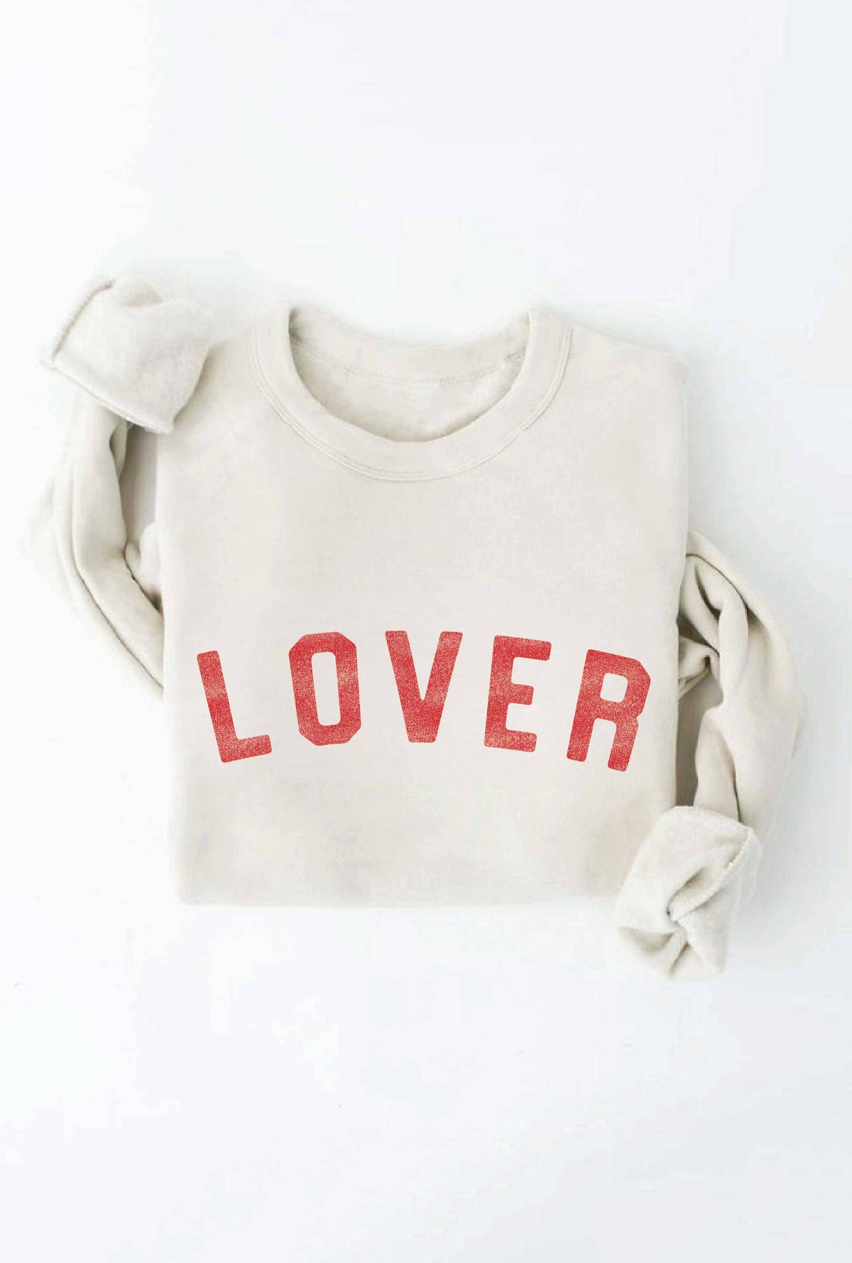 OAT COLLECTIVE The Lover vintage graphic sweatshirt with bold print and cozy fabric, displayed on a hanger.