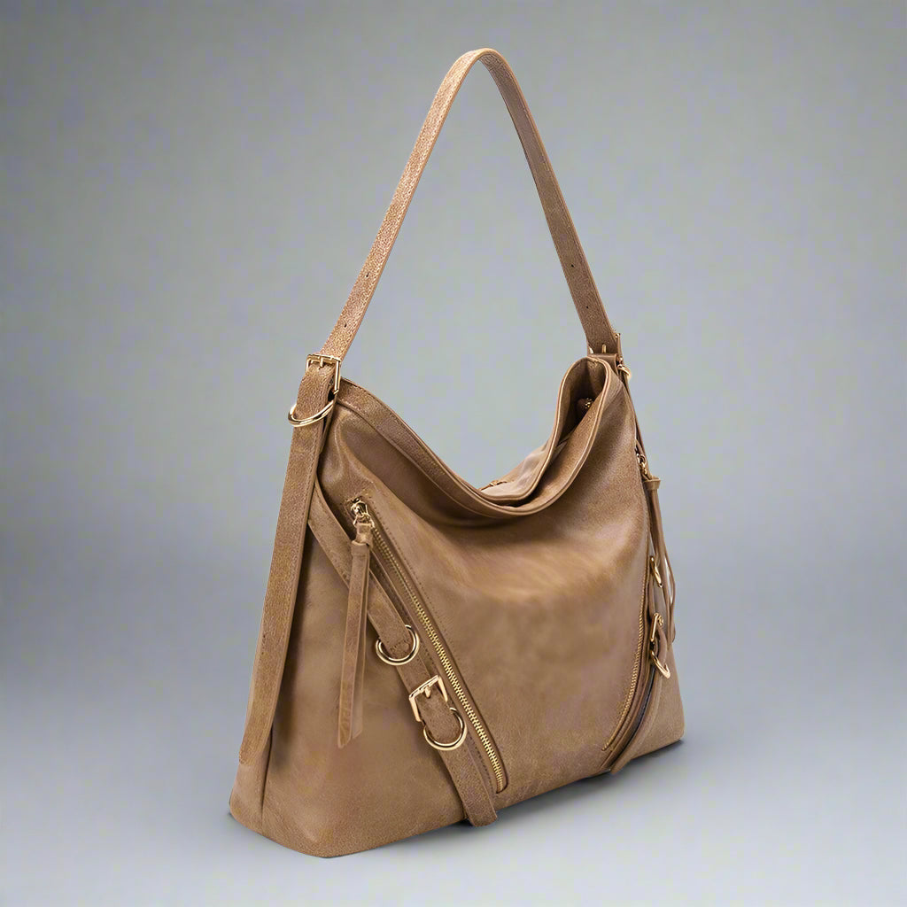 Sloane Tan Recycled Vegan Shoulder Bag