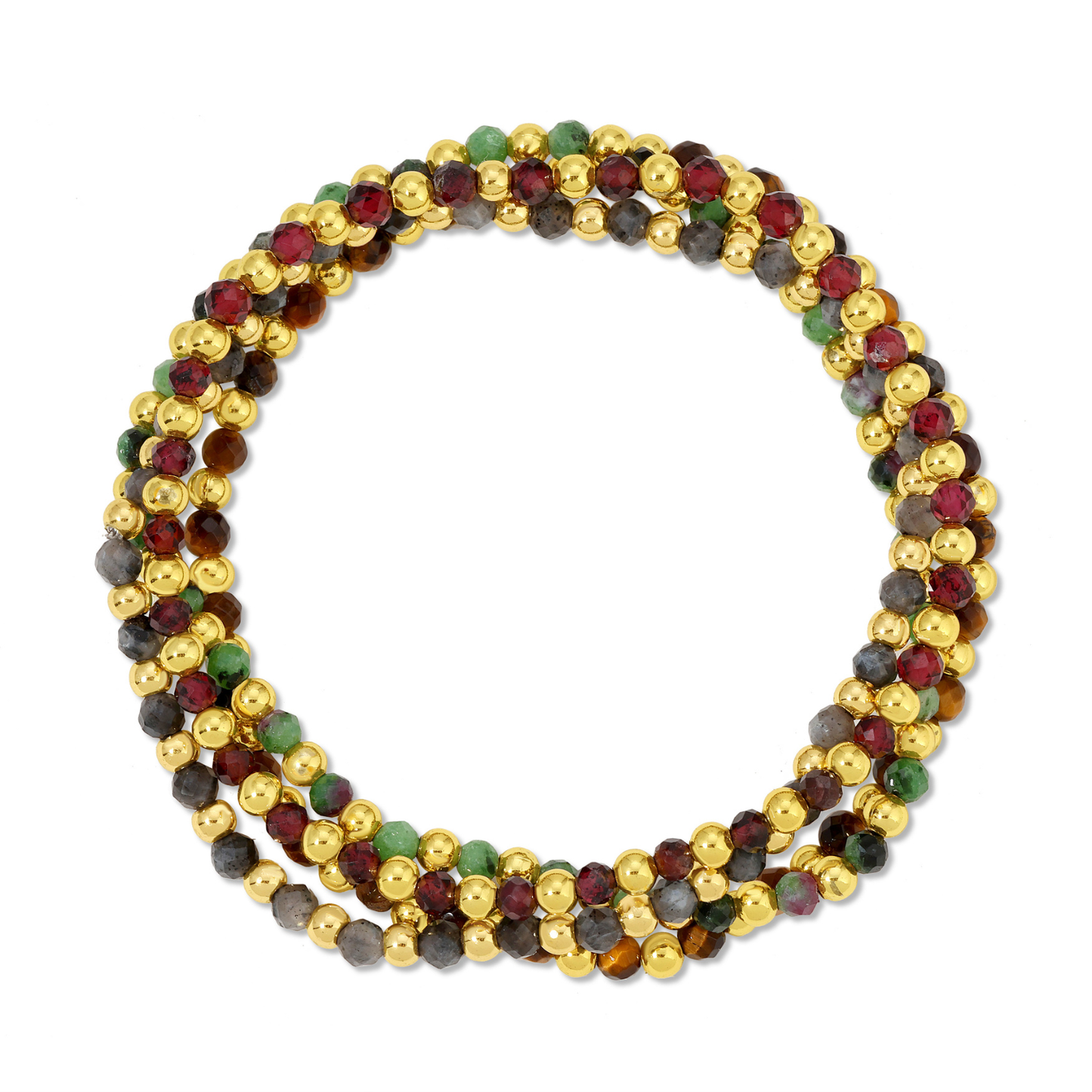 Bracelet Bar – Stretch Beaded w/ Stone Accents (Gold)