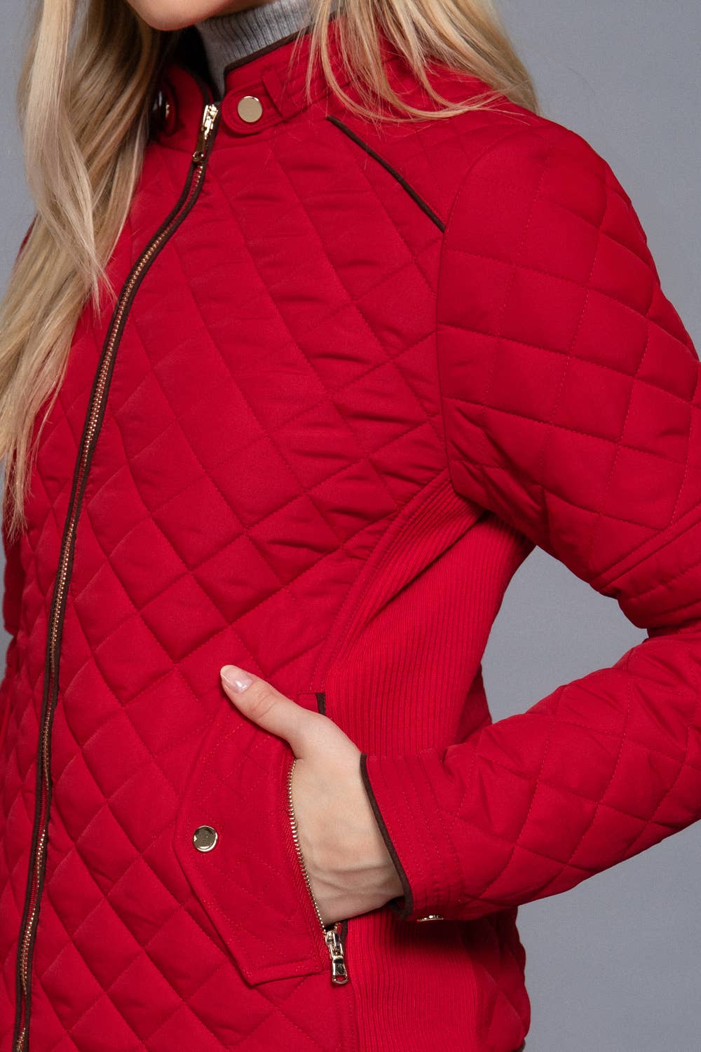 Addison Suede-Piped Quilted Jacket