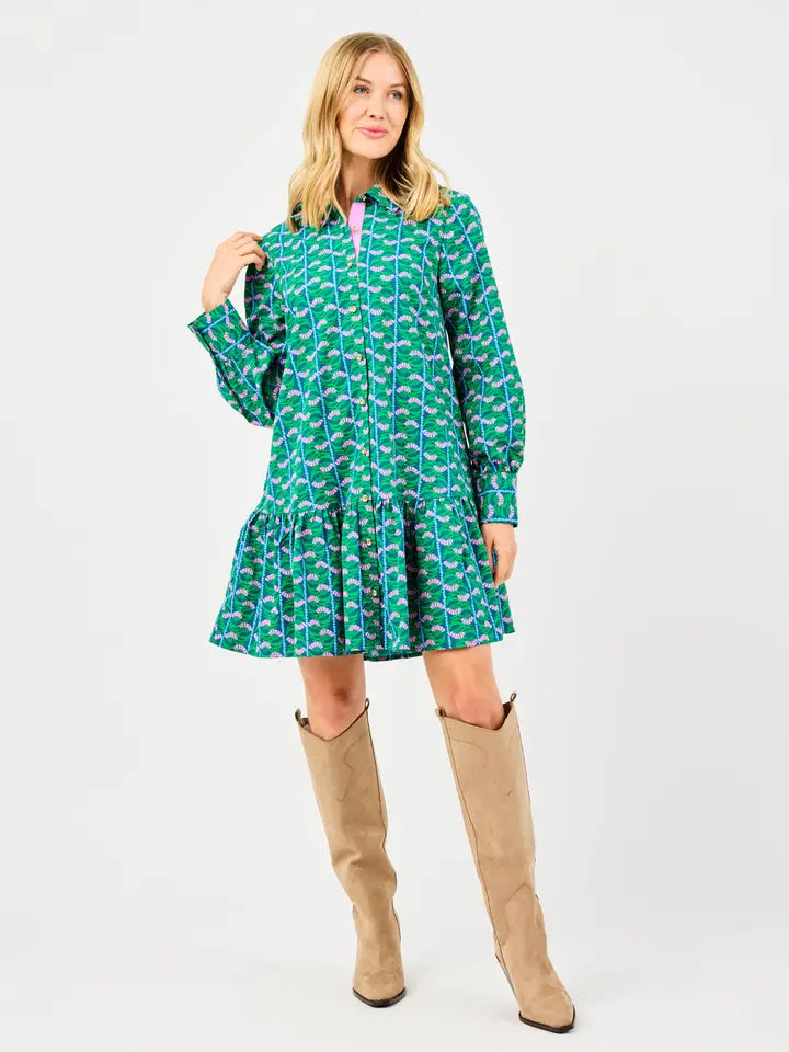 Green Honey Vines Green Fiona Dress Mary Square