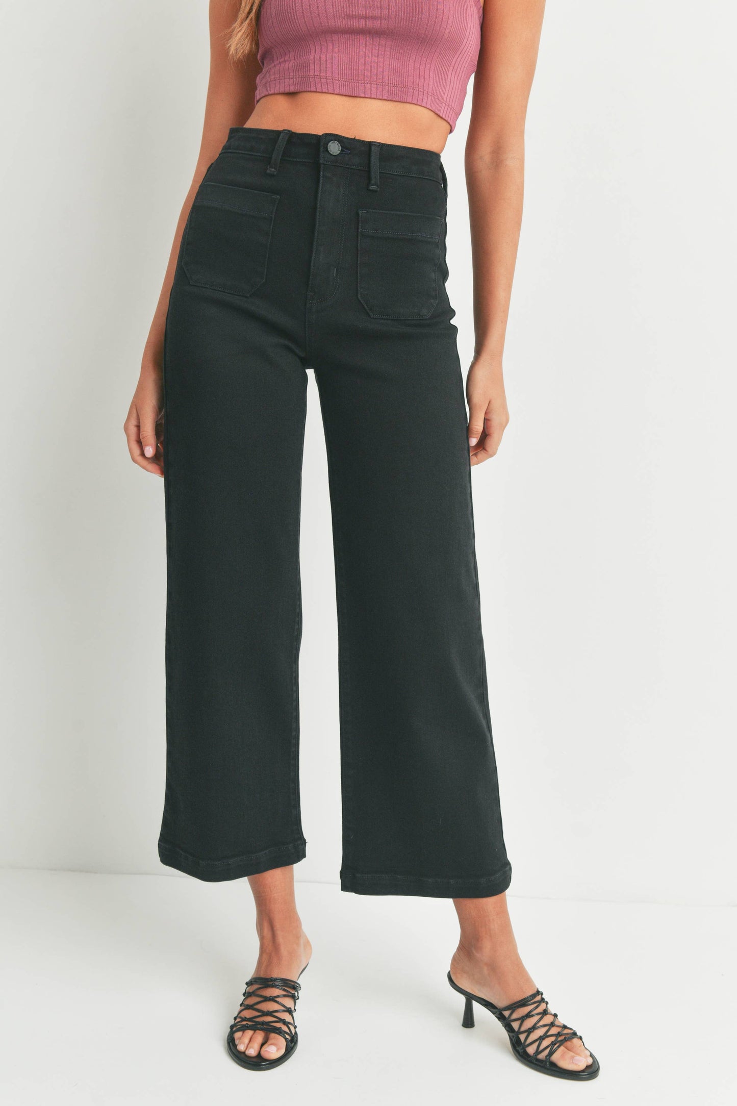 Caroline Jeans – Patch Pocket Wide Leg (Black)