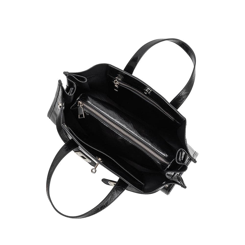 Sutton Black Recycled Vegan Leather Tote
