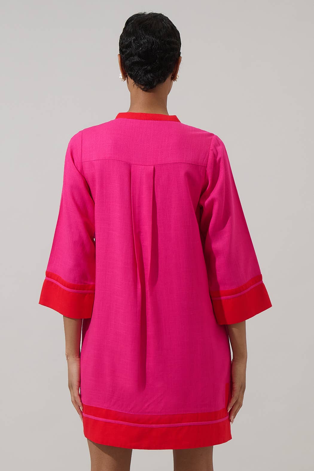 Allie Shift Linen Mini Dress – Fuchsia