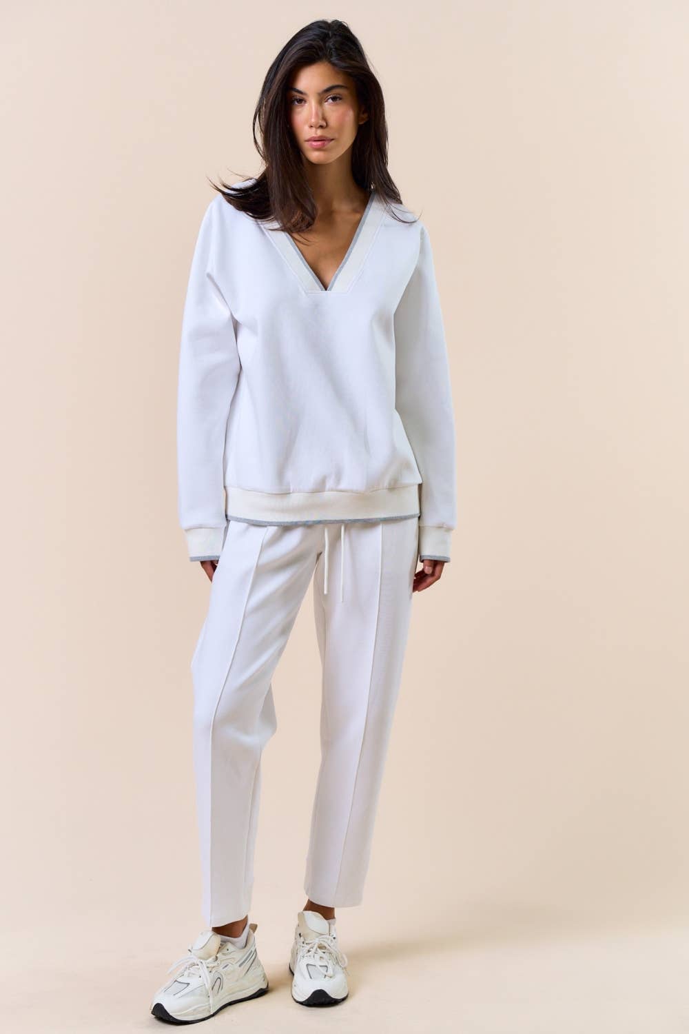 Colette V-Neck Sweater (Off White)