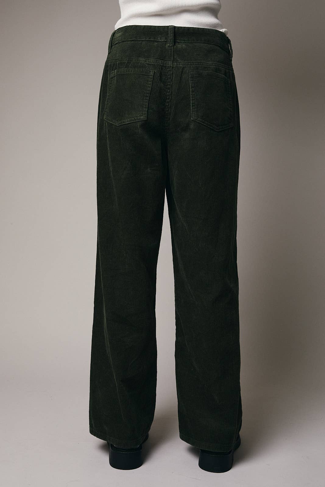 Margot Corduroy Wide-Leg Pants (Olive)