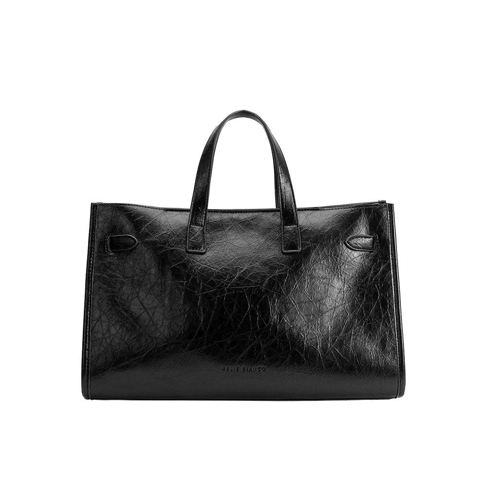 Sutton Black Recycled Vegan Leather Tote
