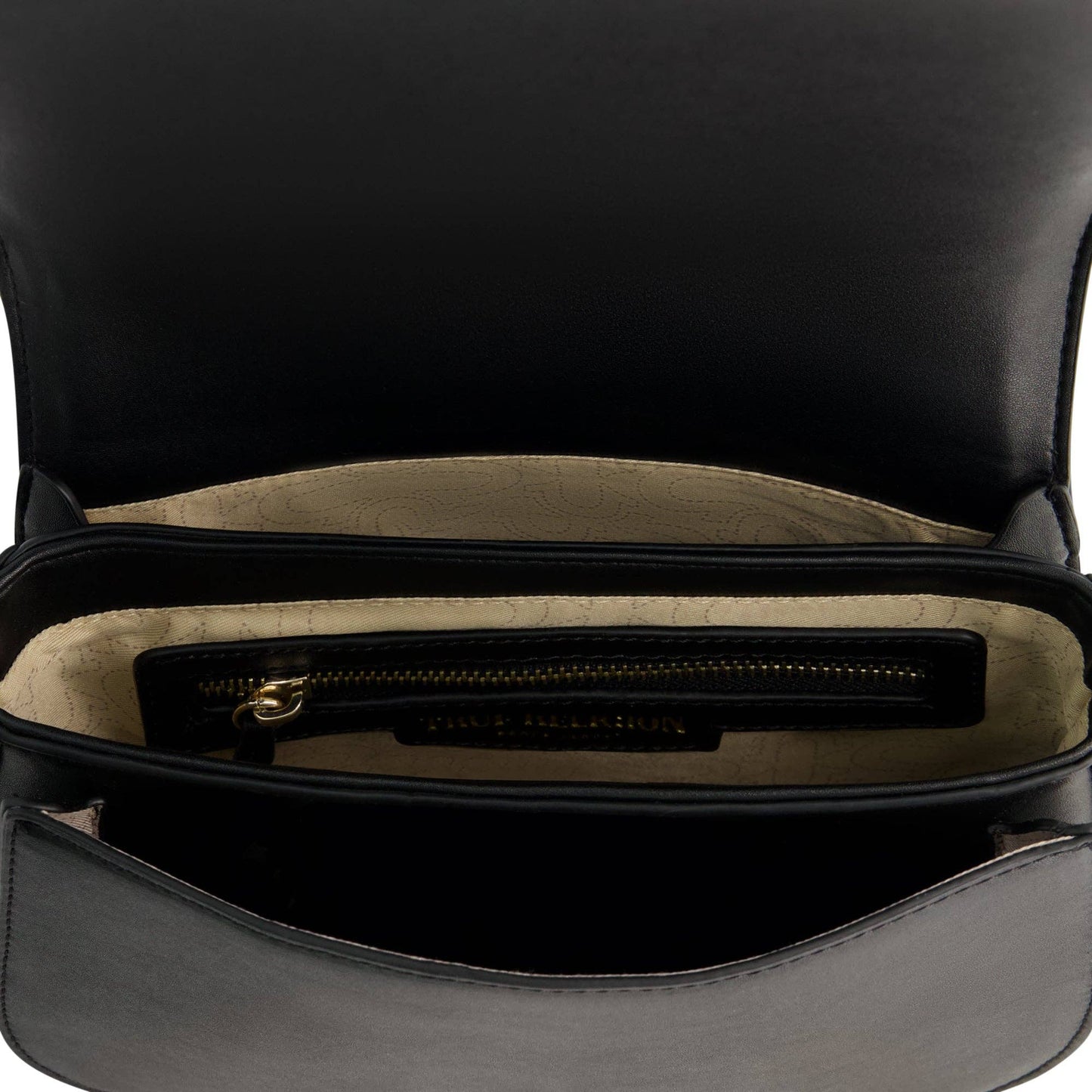 True Religion Camden Saddle Bag with Gold Hardware (Black)