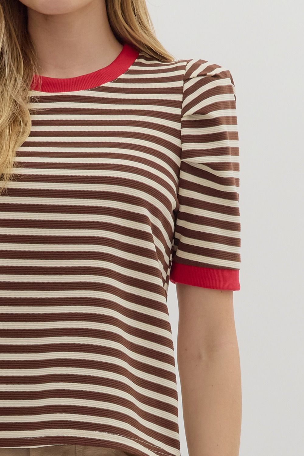Ember Stripe Accent Knit Top Entro