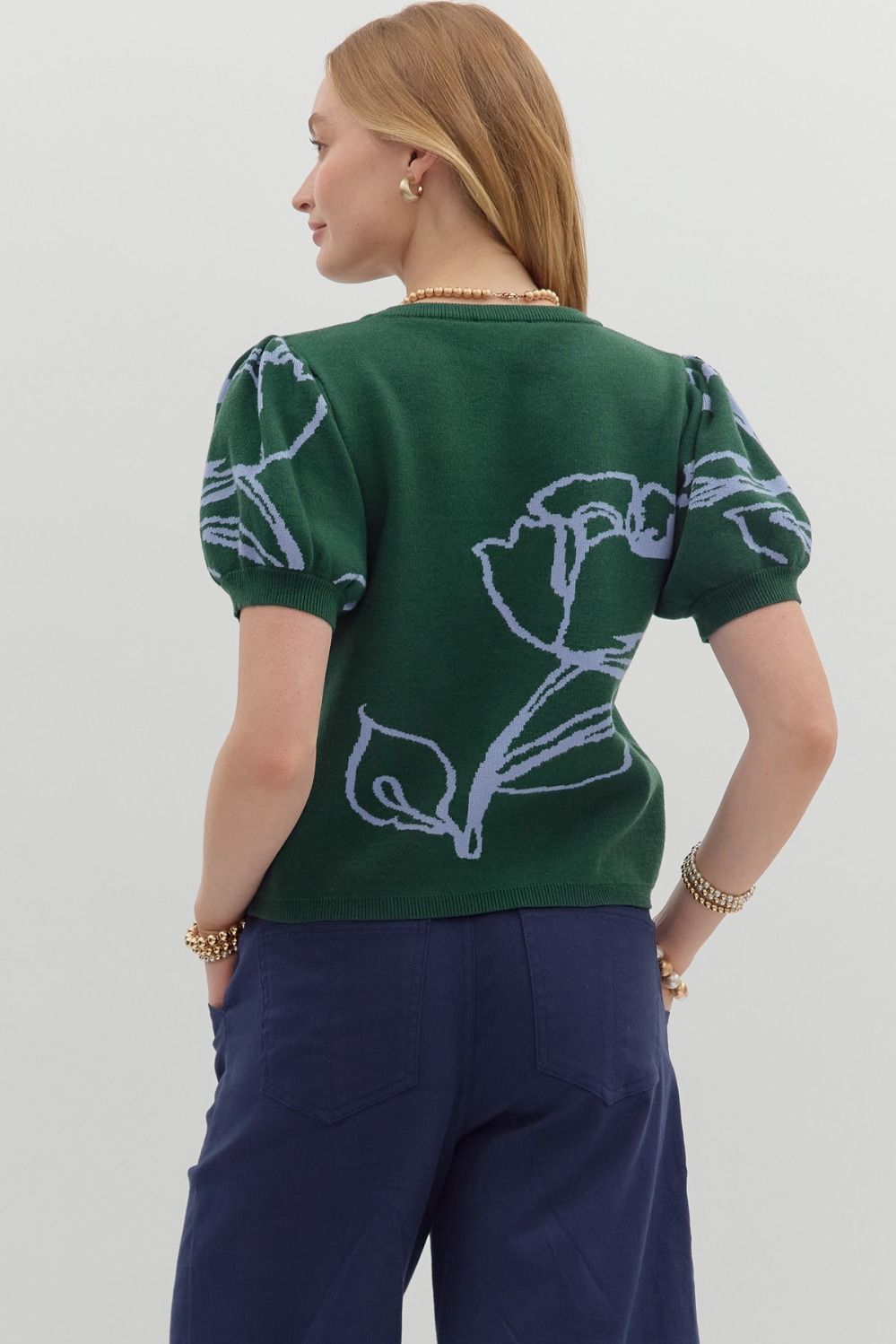 Isabelle Floral Puff Sleeve Sweater Entro