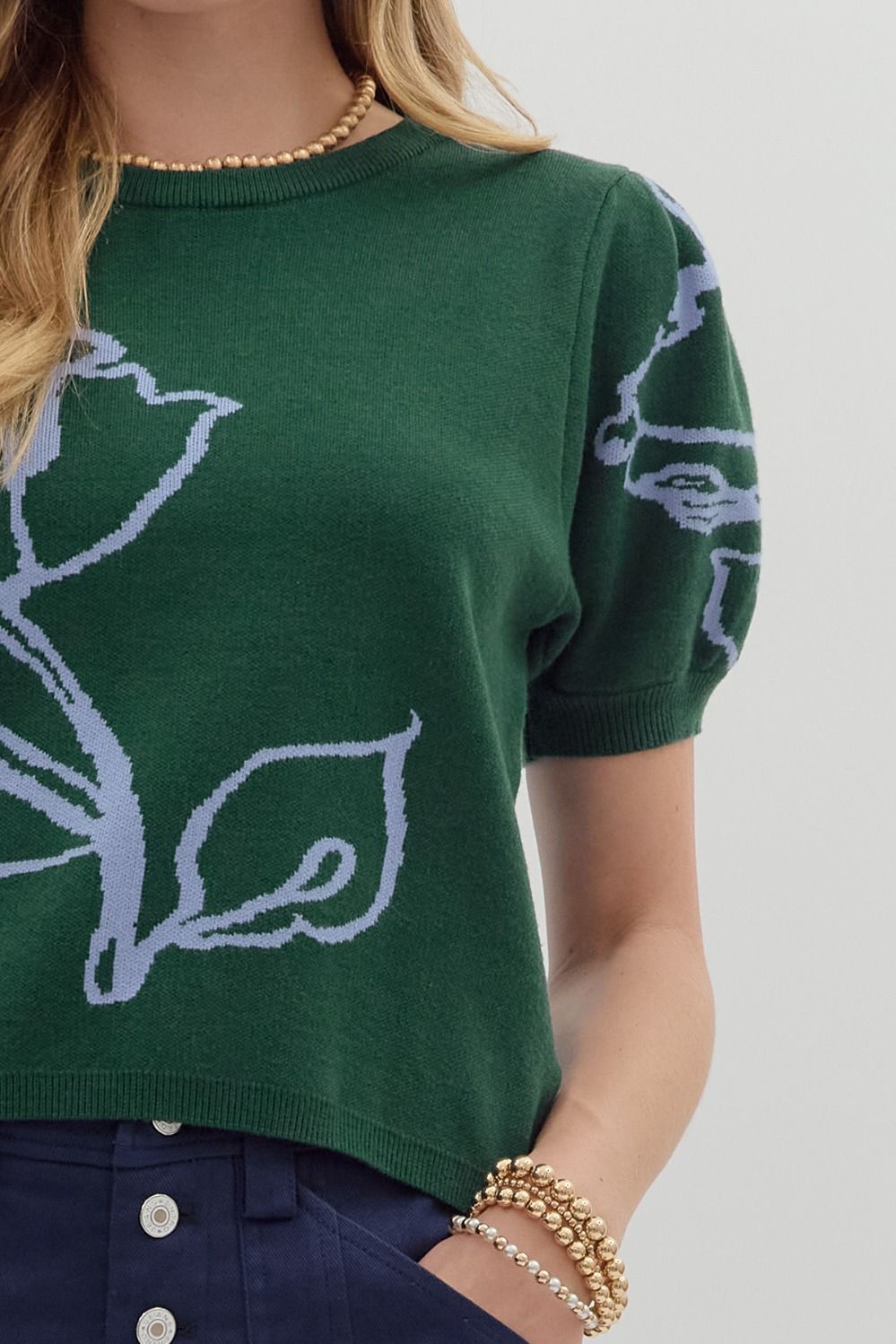 Isabelle Floral Puff Sleeve Sweater Entro