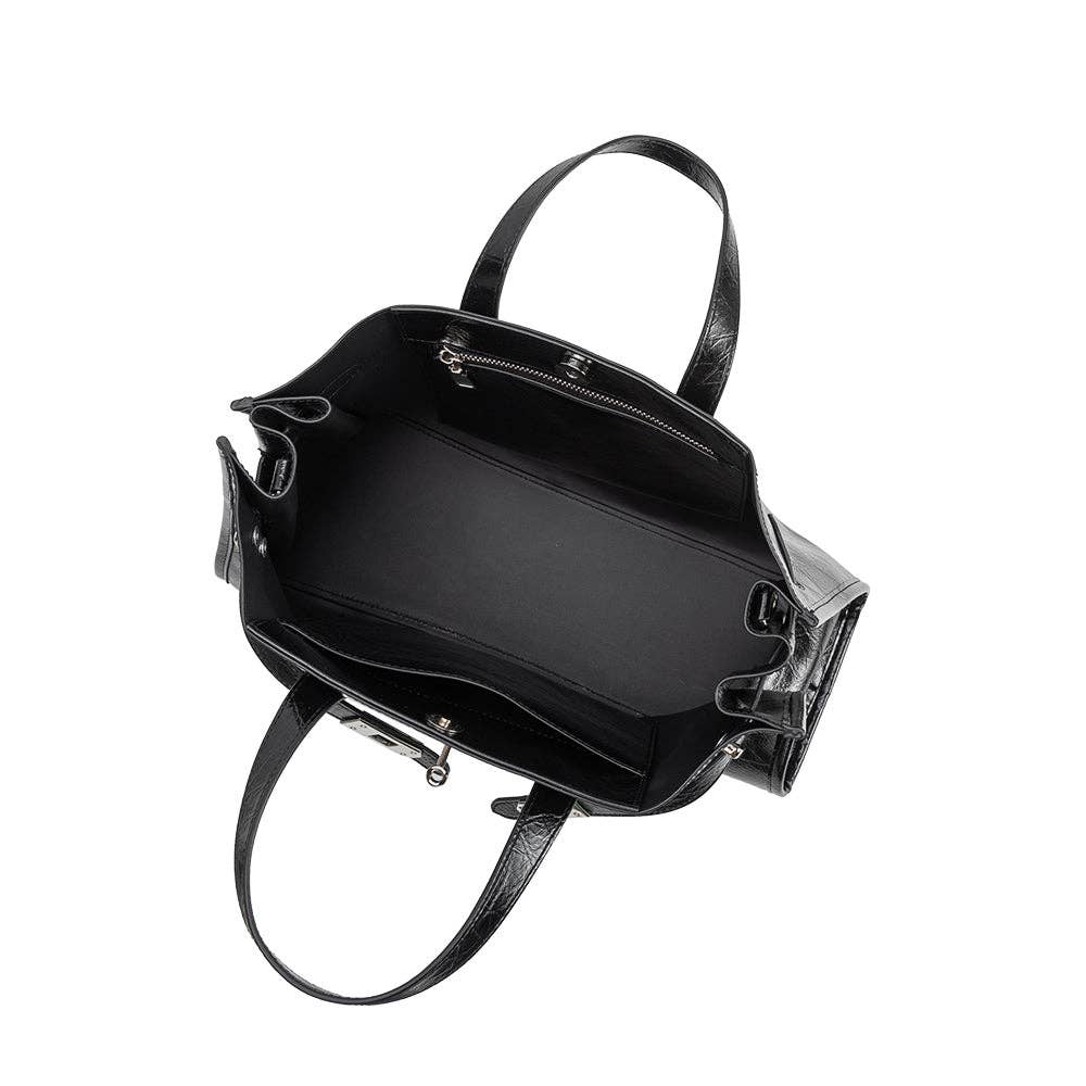 Sutton Black Recycled Vegan Leather Tote