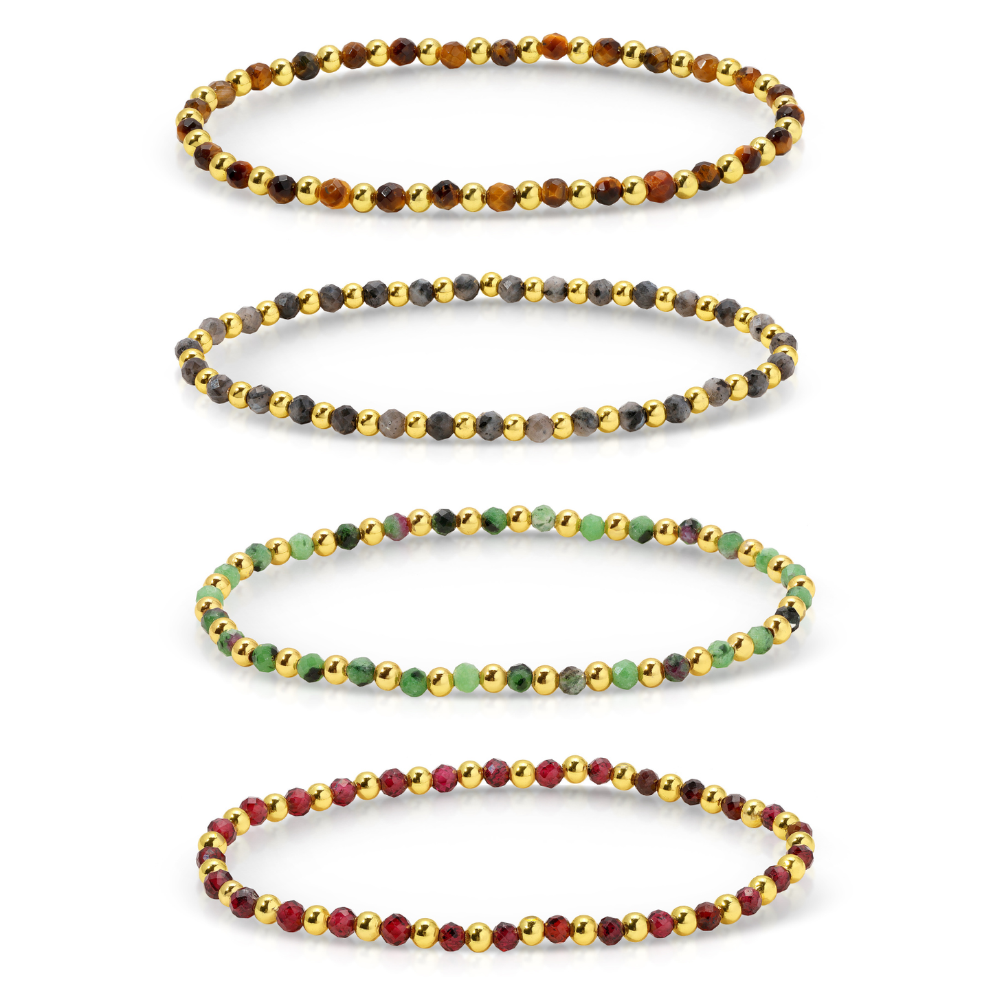 Bracelet Bar – Stretch Beaded w/ Stone Accents (Gold)