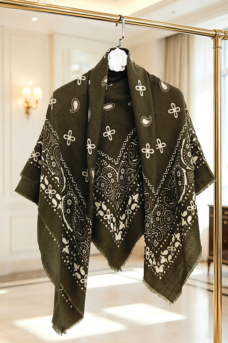 Paisley Faux Cashmere Scarf & Shawl — Green