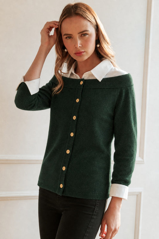 Sakari Hunter Green Knit Top — Hunter Green — detail view